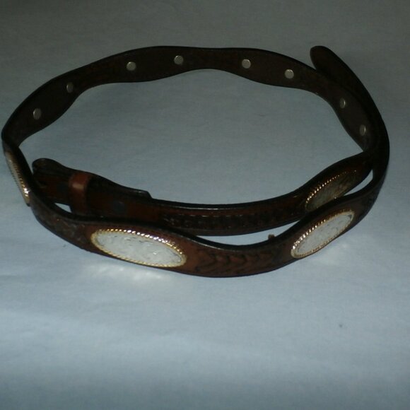Grants Brown Braided Leather Western Belt with silver Conchos size 36 - Picture 3 of 15